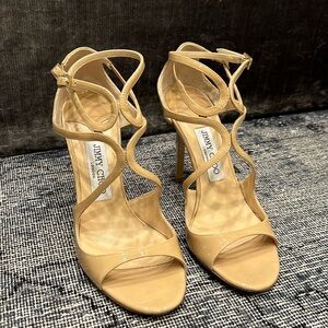 Jimmy choo beige patent leather heels
